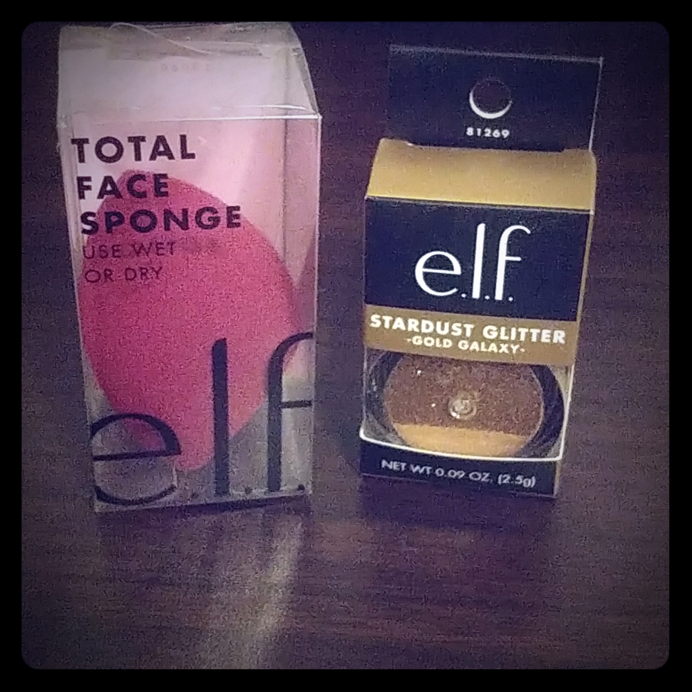 Total face sponge and stardust glitter.